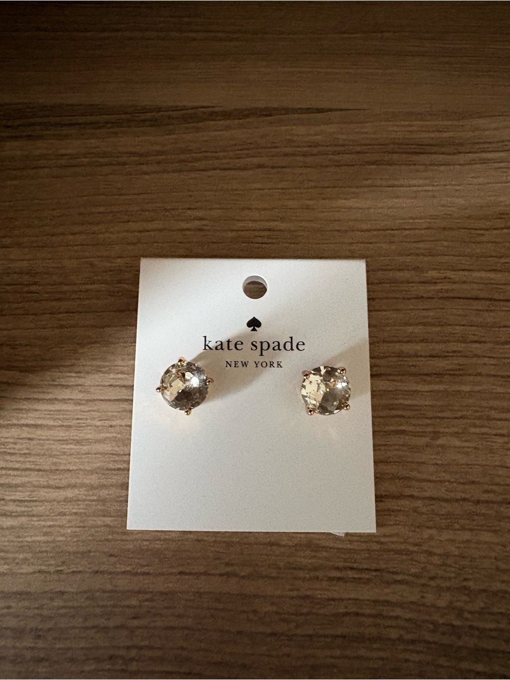 kate spade gold-tone clear crystal stud earrings